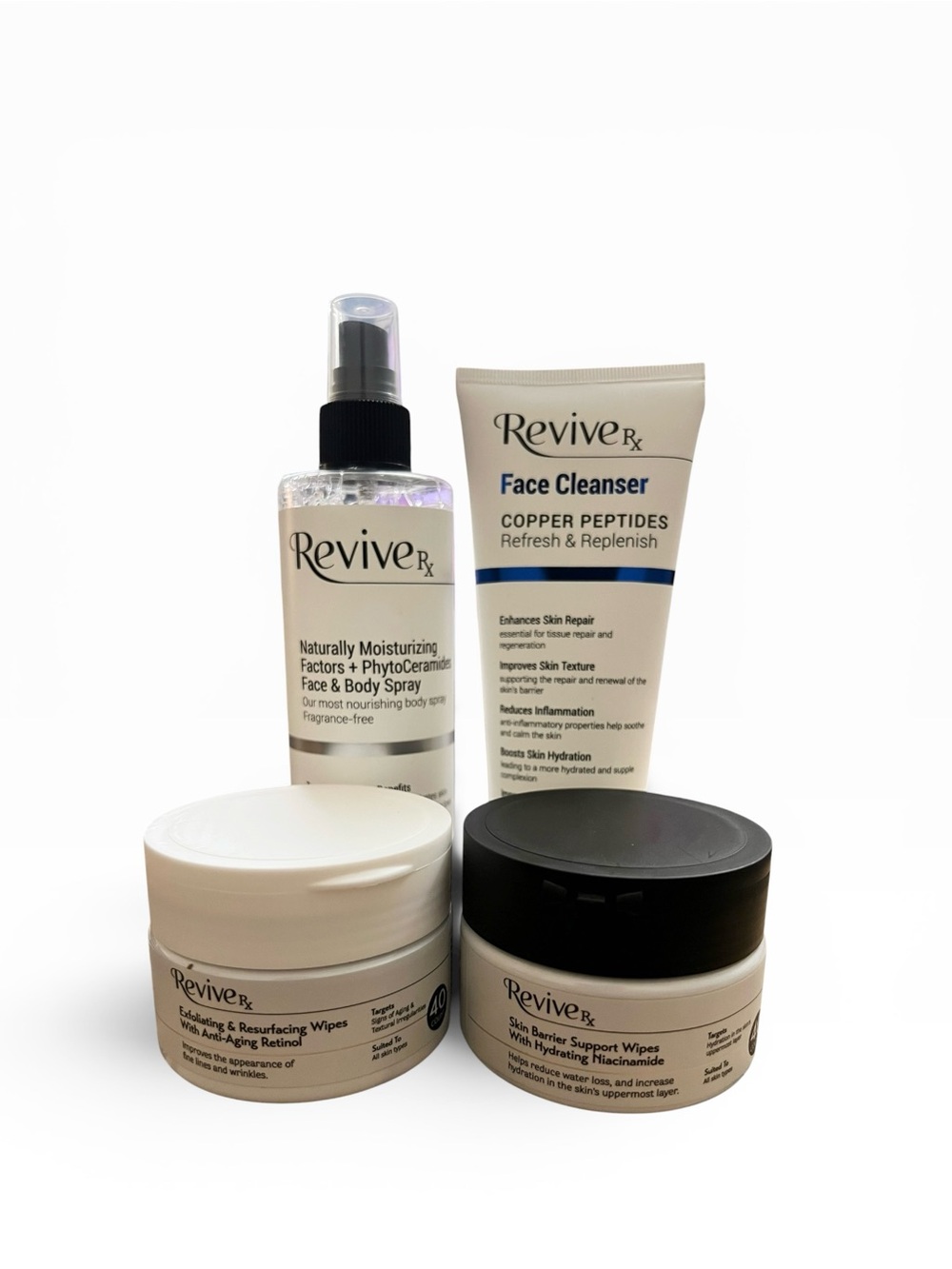 Revive Rx 4-Pc Glow Routine - Retinol & Niacinamide‎ Wipes, Cleanser, Mist NEW